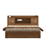 Omsok Rayan Queen Size Bed With Box Storage in Natural Teak Finish by Fern India