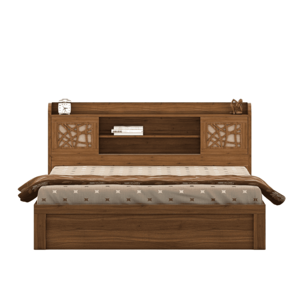 Omsok Rayan Queen Size Bed With Box Storage in Natural Teak Finish by Fern India
