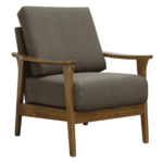 Yrelev 1 Seater Sofa in Red Colour with Brown Oak Finish by FernIndia.com