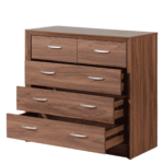 Okuy Wide Chest of 5 Drawers in Columbia Walnut Finish by Fern India
