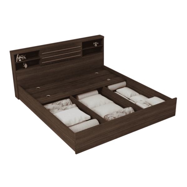Otiak Queen size Bed with Storage in Wenge Finish by Fern India