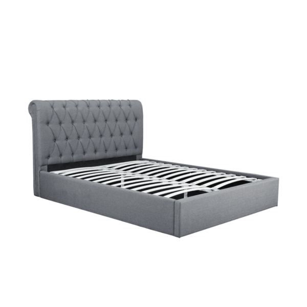 Nayarb Upholstered King Size Bed with Hydraulic Storage in Light Grey Colour By Fern India