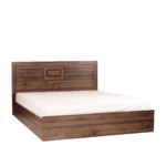 Ihciad King Size Bed with Bedside Table in Columbia Walnut Finish By Fern India
