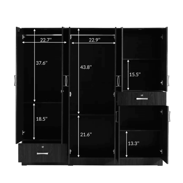 Ner 6 Door Wardrobe with External Drawers in Wenge Finish by Fern India