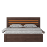 Amuos King Size Bed with Storage in Regato Walnut Colour By Fern India