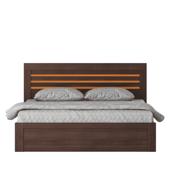 Amuos King Size Bed with Storage in Regato Walnut Colour By Fern India