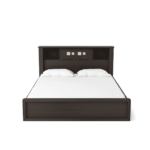 Okimuk Queen Size Bed with Headboard Storage in Brown & Sonoma Oak Finish By Fern India