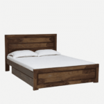 Ozneol Solid Wood Queen Size Bed with Drawer Storage in Provincial Teak Finish By Fern India