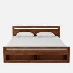 Naiva Solid Wood Queen Size Bed with Storage in Provincial Teak Finish By Fern India