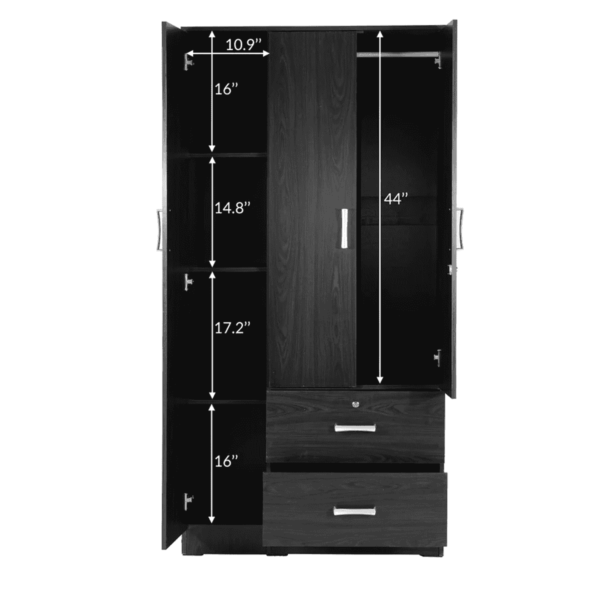 Ner 3 Door Wardrobe with External Drawers in Wenge Finish by Fern India