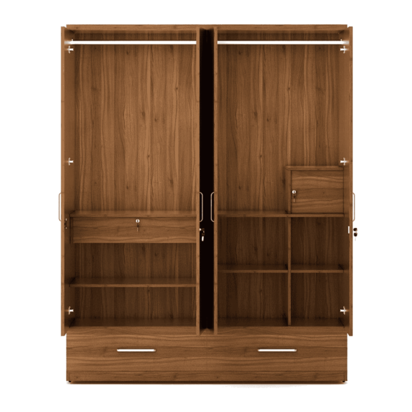 Nednil 4 Door Wardrobe in Natural Teak Finish by Fern India