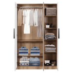 Enozo Deluxe 3 door Wardrobe With Mirror in Milky Oak Finish by Fern India
