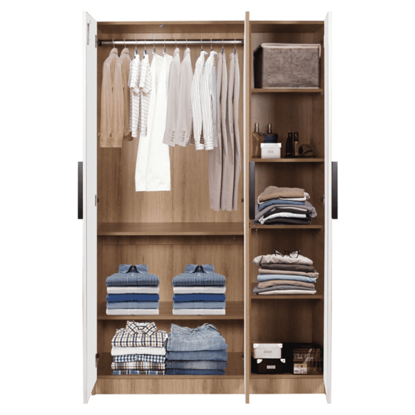Enozo Deluxe 3 door Wardrobe With Mirror in Milky Oak Finish by Fern India