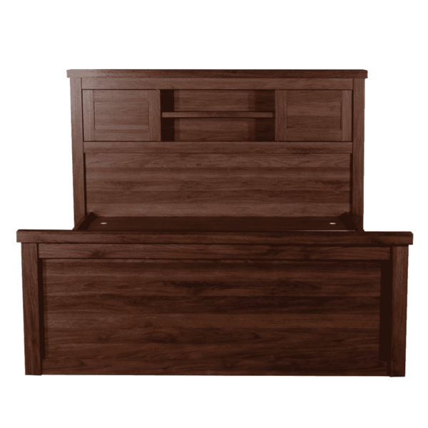 Otuuy Queen Size Bed with Headboard Storage in Walnut Finish By Fern India