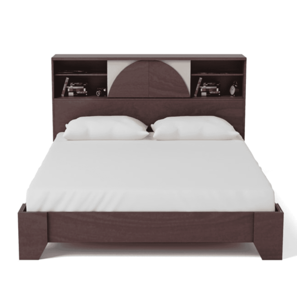 Adiv King Size Bed with Headboard Storage in Wenge Finish By Fern India