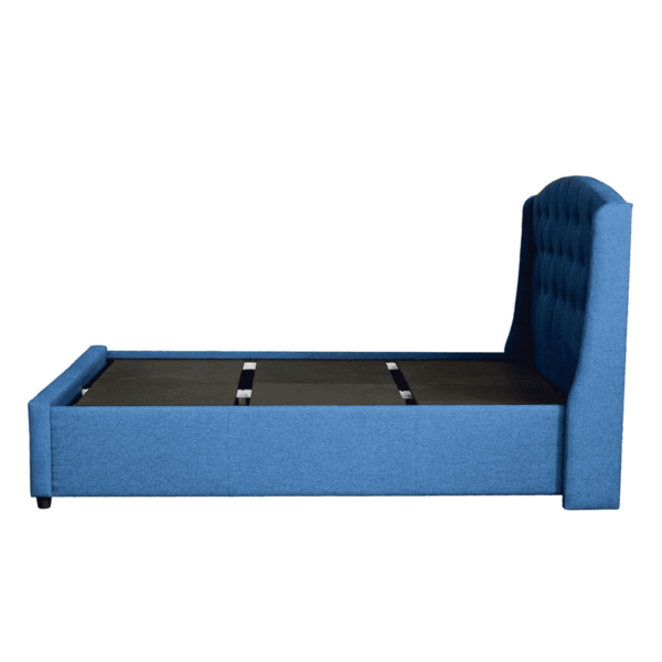 Olinad Upholstered Queen Size Bed in Navy Blue Colour with Storage Drawers By Fern India