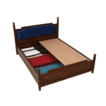 Anaira Solid Wood Queen Size Bed With Storage In Provincial Teak Finish By Fern India