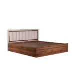 Aole Queen Size Bed with Upholstered Headboard and Storage In Columbia Walnut Finish By Fern India