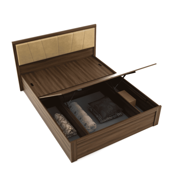 Okomot Queen Size Bed with Storage in Bronze Walnut Colour By Fern India