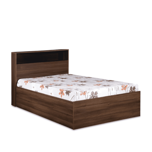 Nabru Single Bed with Head Board Shelf & Storage in Acacia Dark & Black Finish by Fern India