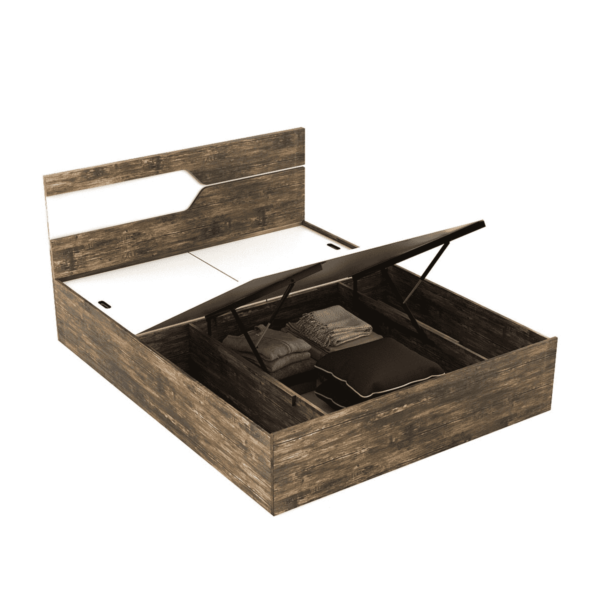 Yxalag Queen Size Bed with Storage In Choco Oak Colour By Fern India