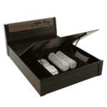 Omsok Maple Queen Size Bed with Storage in Fumed Oak Melamine Finish by Fern India
