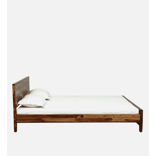 Nazzer Solid Wood King Size Bed In Rustic Teak Finish By Fern India
