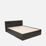 Ihcie Queen Size Bed in Black & Wenge- Light Bali Oak Finish with Box Storage By Fern India