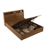 Omsok Monarch Queen Size Bed with Storage in Natural Teak Finish by Fern India
