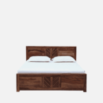 Ztir Solid Wood Queen Size Bed in Rustic Teak Finish By Fern India