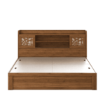 Omsok Rayan Queen Size Bed With Box Storage in Natural Teak Finish by Fern India