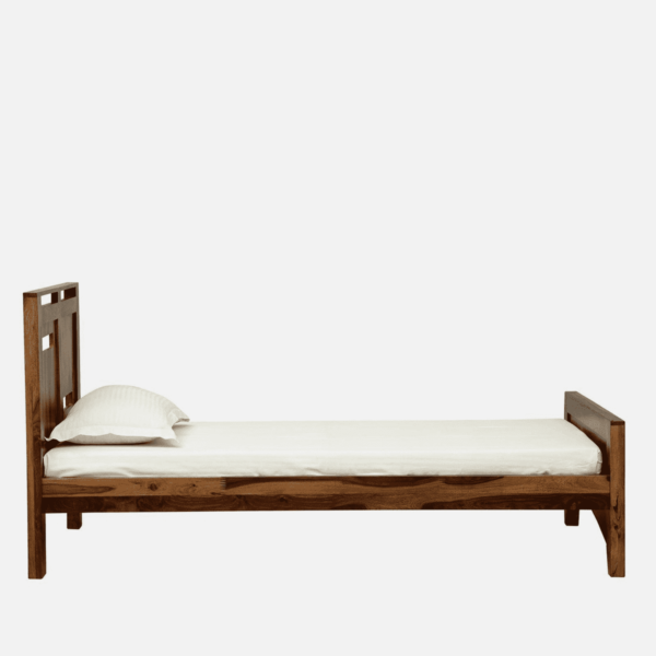Yacsib Solid Wood Single Bed Without Storage In Rustic Teak Finish By Fern India