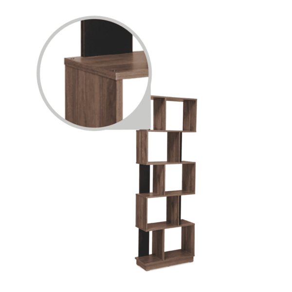 Srekcehc 5 Tier Bookshelf in Walnut Colour by Fern India