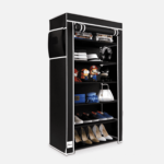 Enipla Shoe Rack with 6 Shelves & Cover in Black Colour by Fern India