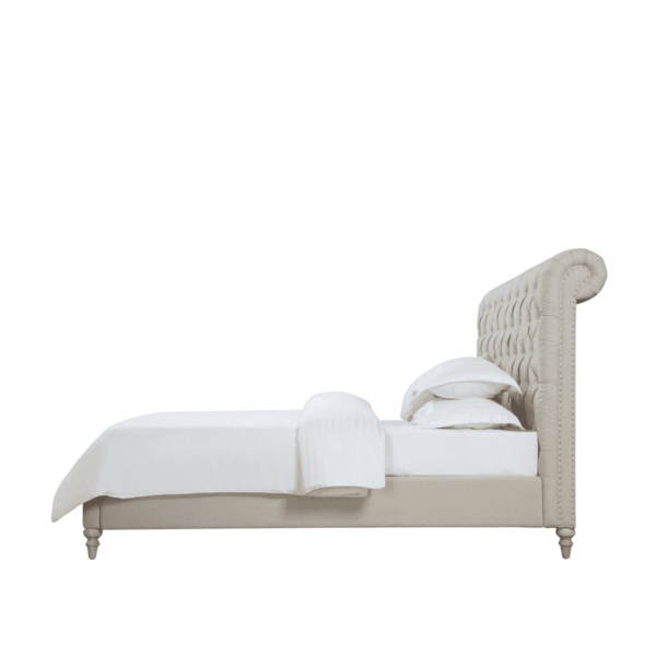 Rasec Queen Size Upholstered Bed in Beige Colour by Fern India