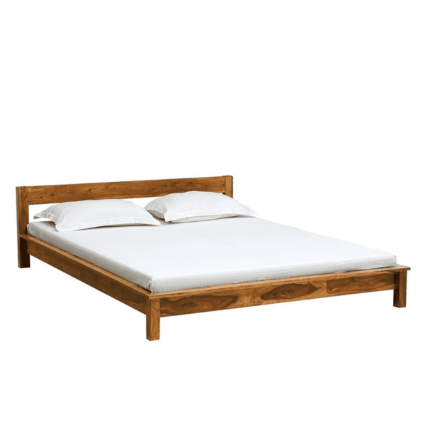 Doowta Solid Wood Queen Size Bed in Rustic Teak Finish By Fern India