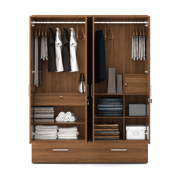 Nednil 4 Door Wardrobe in Natural Teak Finish by Fern India