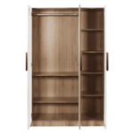 Enozo Deluxe 3 door Wardrobe With Mirror in Milky Oak Finish by Fern India