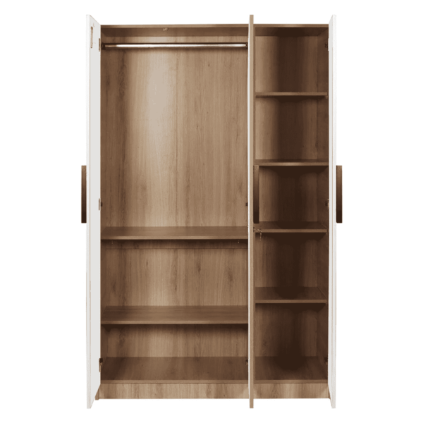 Enozo Deluxe 3 door Wardrobe With Mirror in Milky Oak Finish by Fern India