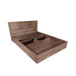 Ihsoh Queen Size Bed with Storage in Walnut Finish by Fern India
