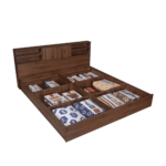 Rennug Queen Size Bed with Storage in Wenge Finish by Fern India