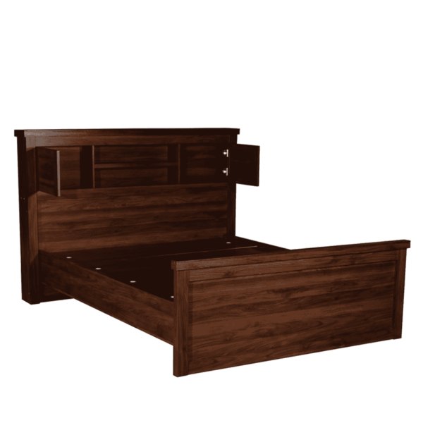 Otuuy Queen Size Bed with Headboard Storage in Walnut Finish By Fern India