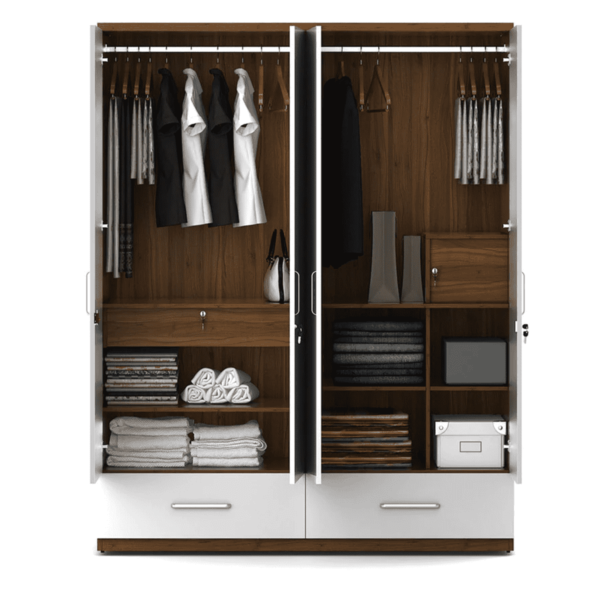 Omsok Apex 4 Door Wardrobe in Frosty White Colour by Fern India