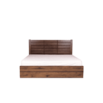 Ustet Queen Size Bed with Storage & Two Bedside Tables in Walnut Finish By Fern India