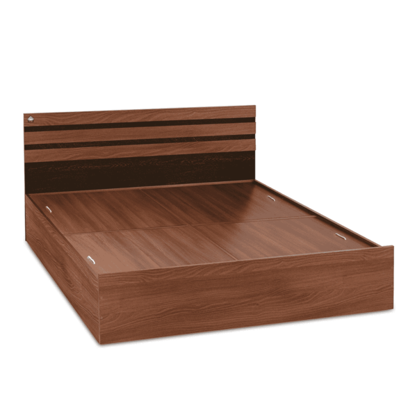 Aococ Queen Size Bed with Storage in Black & Dark Acacia Matt Finish by Fern India