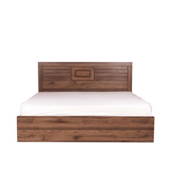 Ihciad Queen Size Bed with Two Bedside Tables in Columbia Walnut Finish by Fern India