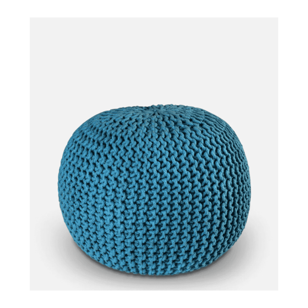 Ainamor Knitted Pouffe in Aqua Colour by Fern India