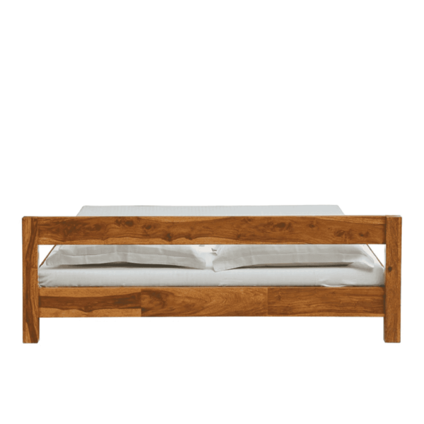 Doowta Solid Wood Queen Size Bed in Rustic Teak Finish By Fern India