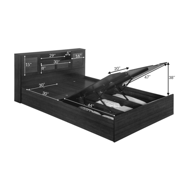 Notlob Queen Size Bed with Storage in Wenge Finish by Fern India