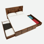 Negreb Solid Wood Queen Size Bed With Storage In Provincial Teak Finish By Fern India